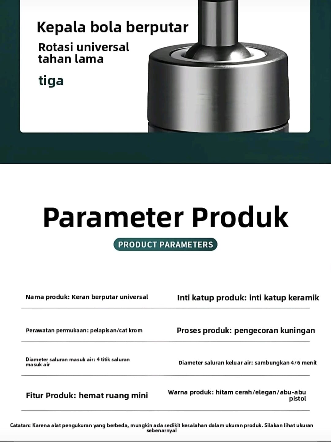 Parameter produk GAOFEN kepala bola berputar